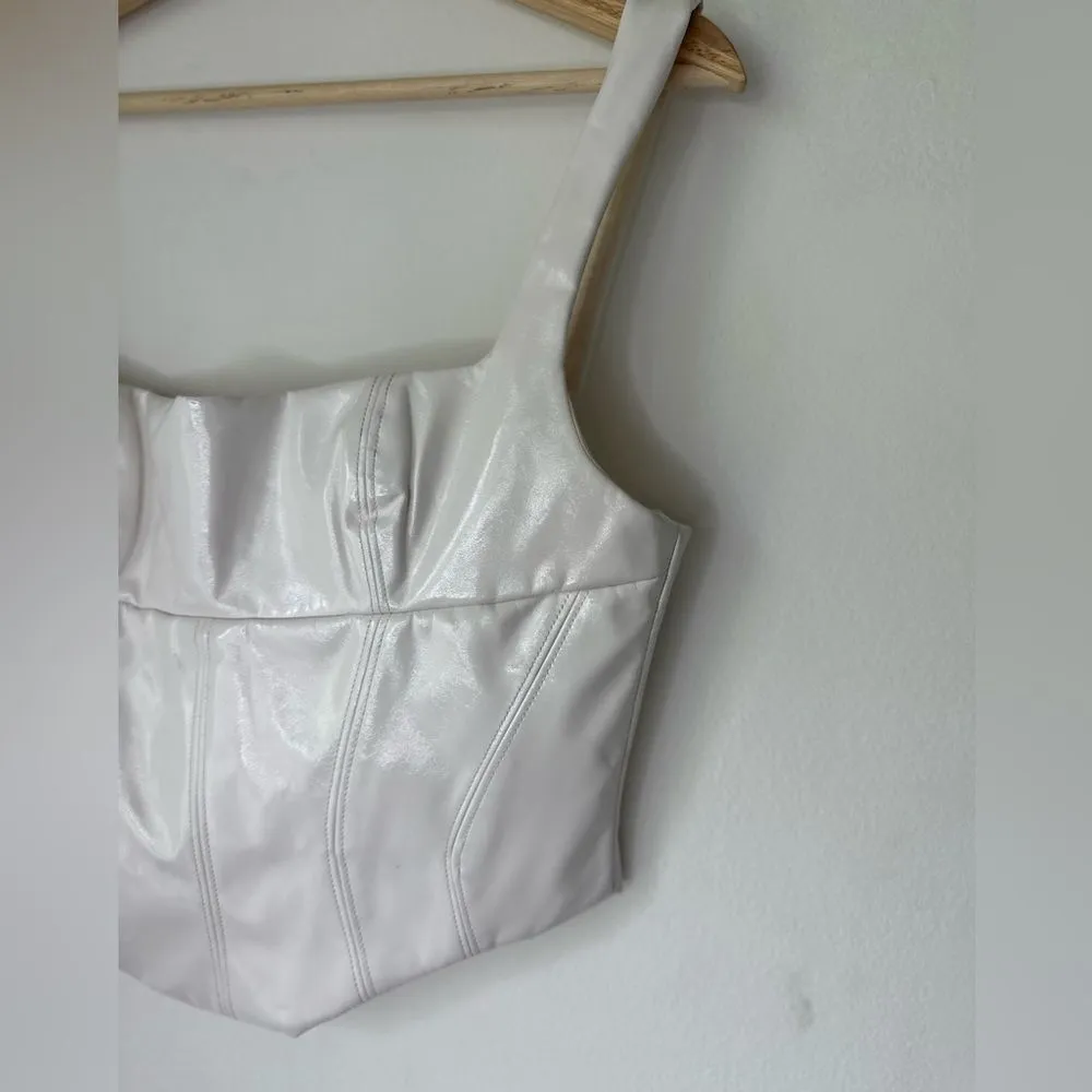 Mistress Rocs Off White Vinyl Corset Size M Square Neck Line Size M - Image 4