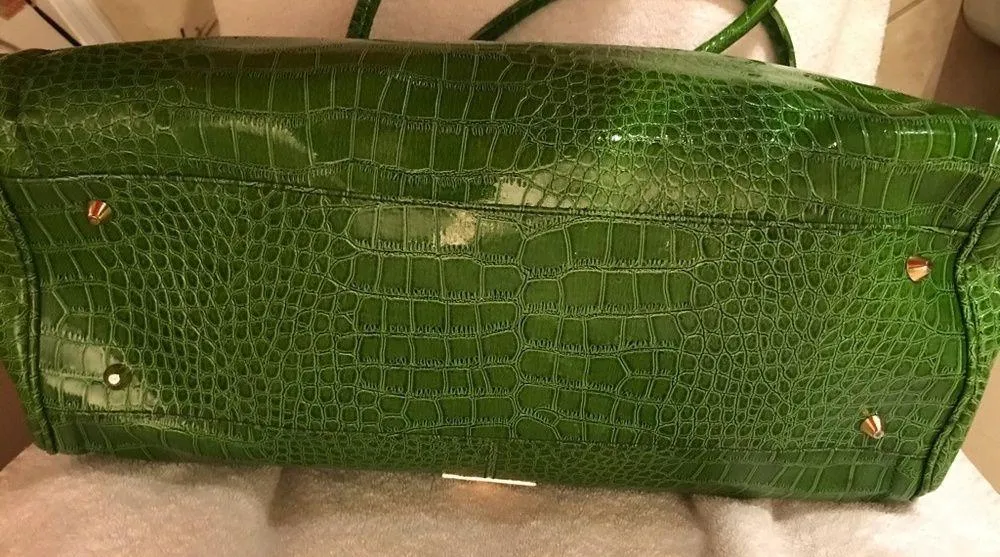 Vegan Crock Cracked Green Shoulder Bag - Image 11