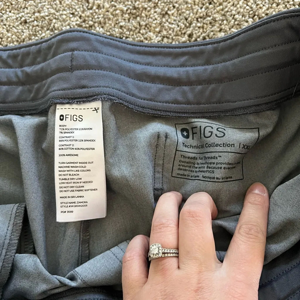 Zamora Jogger Scrub Pants Size XXL Grey Blue Ties - Image 7