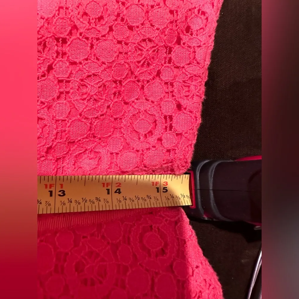 Max Studio Salmon Pink Lace Knee Length Sleeveless Zip In Back V Neck SZ… - Image 11