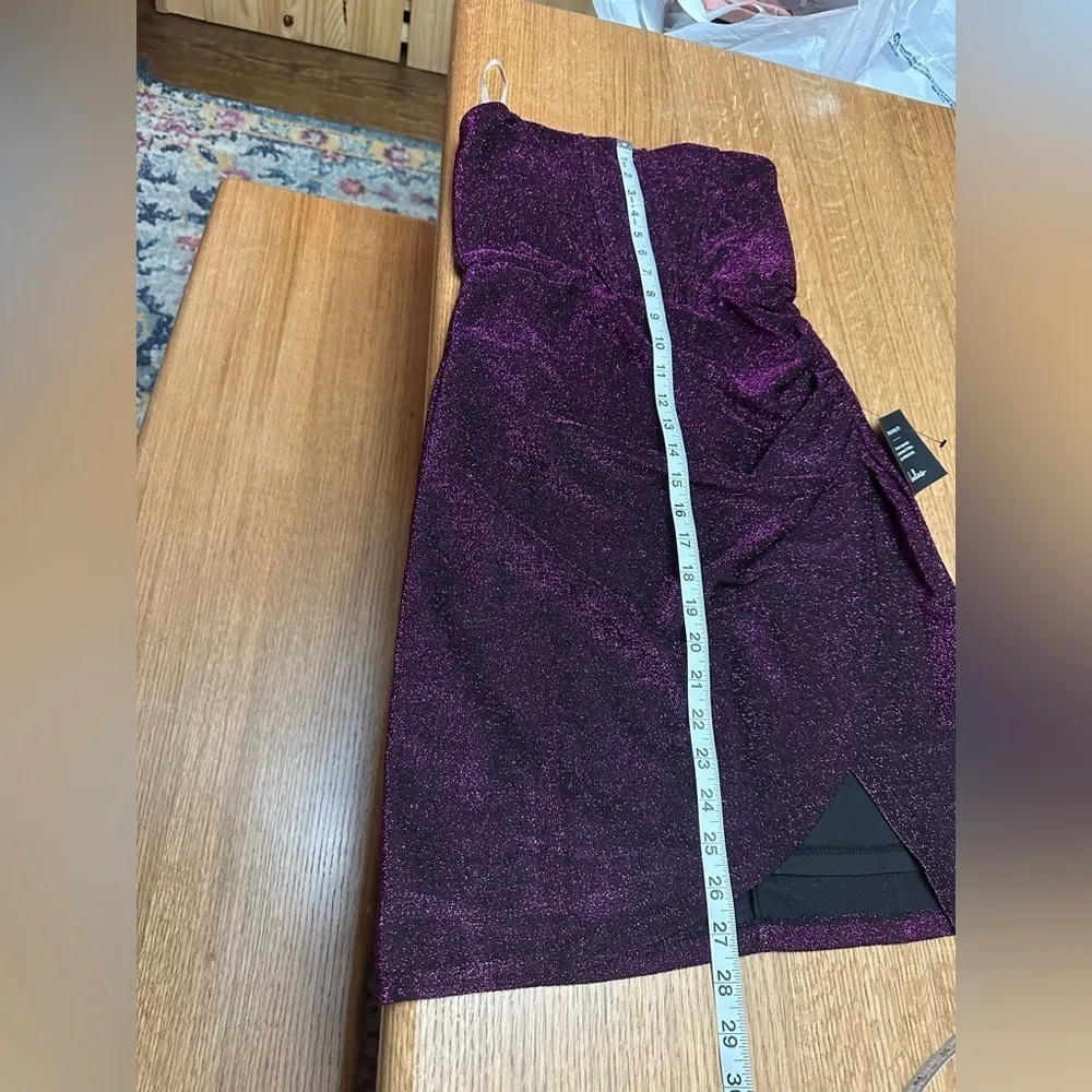 Lulu’s NWT Sensational Shine Purple Strapless Mini Dress corset top w/boning SM - Image 11