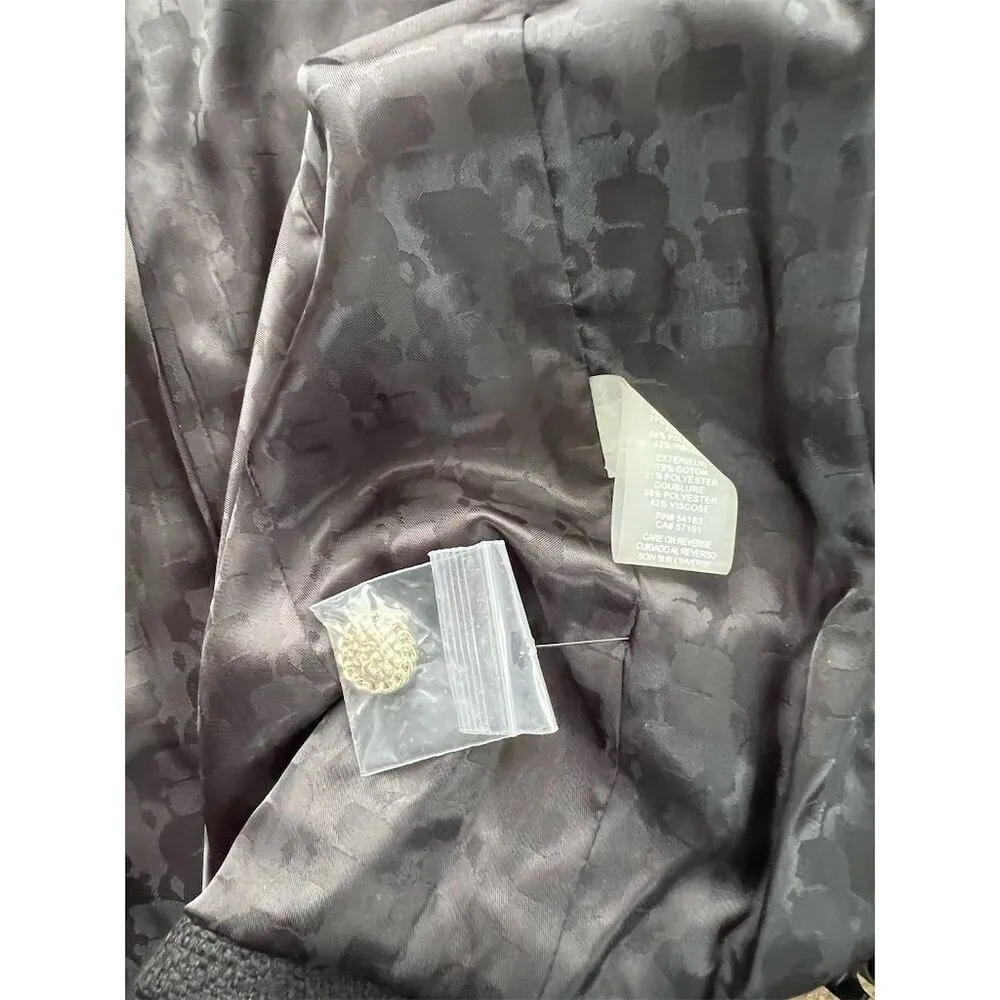 Karl Lagerfeld Women's Black Tweed Jacket Size 12 Fringe Detail - Image 8