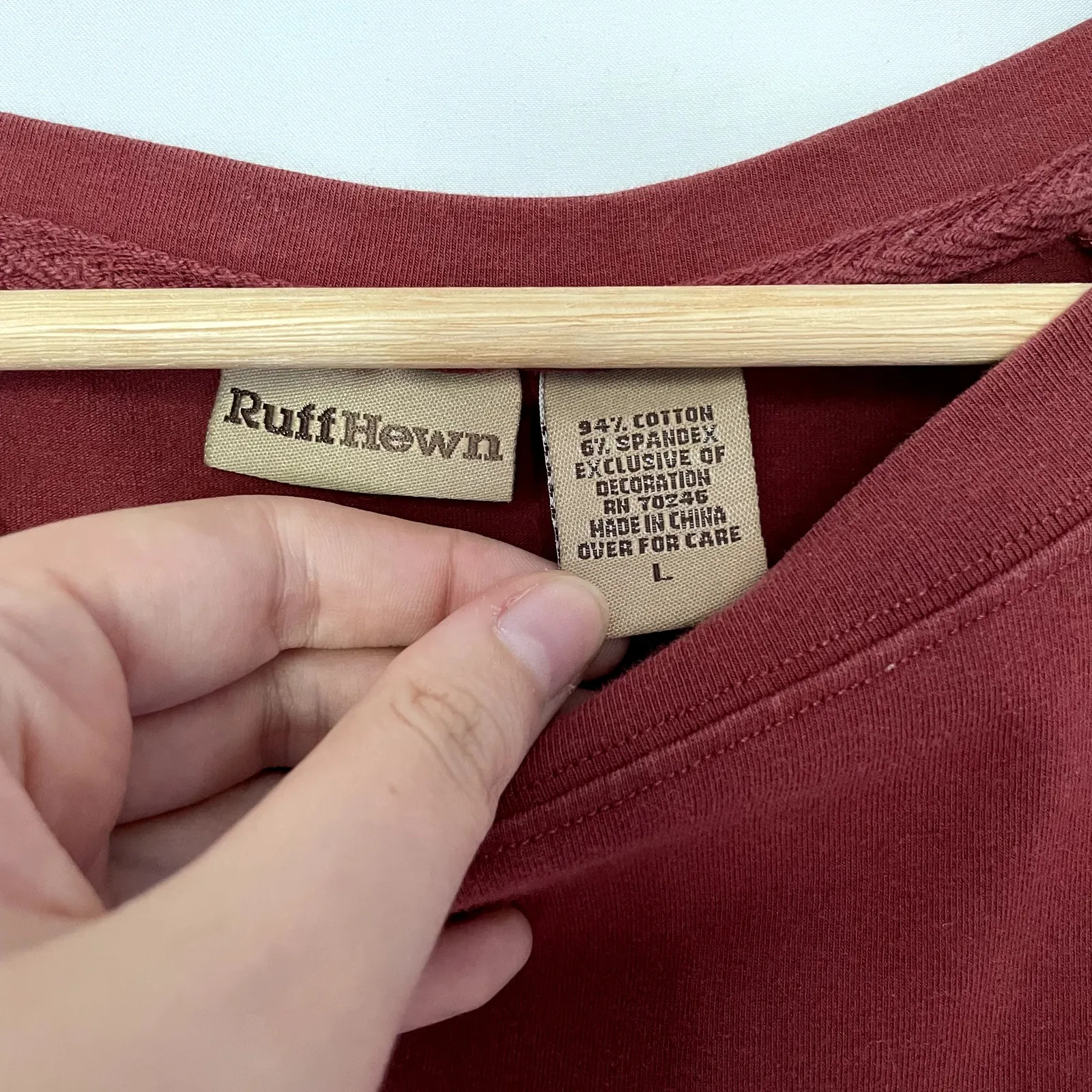 RuffHewn coral red short sleeved shirt side tie flower women's size L cotton - Image 4