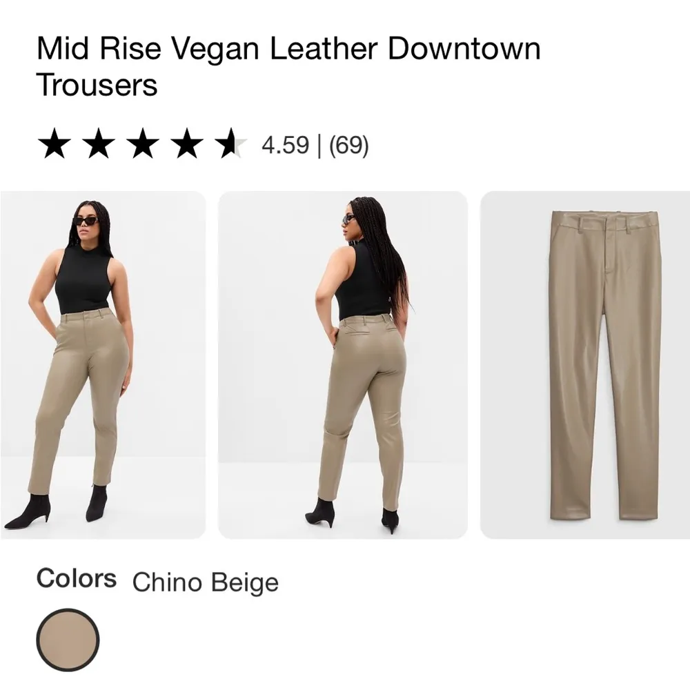 NWT  Mid Rise Vegan Leather Downtown Trousers - Image 2
