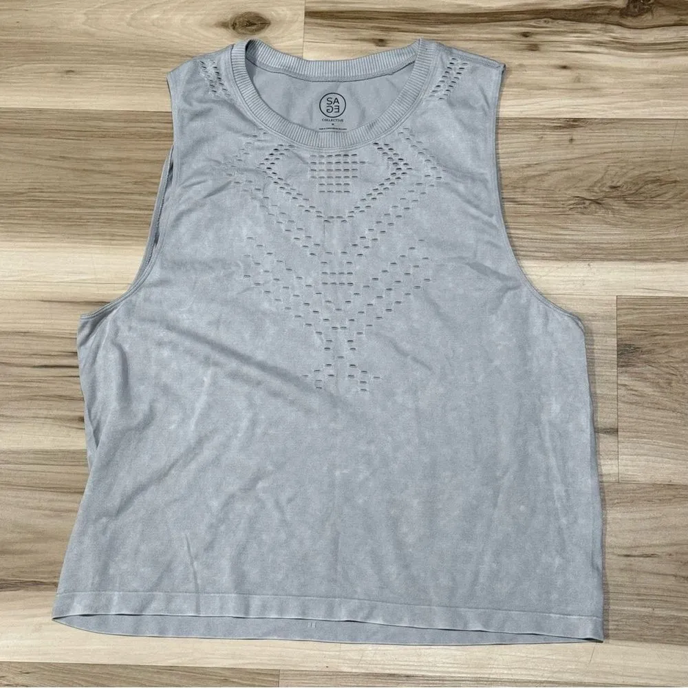Sage Collective Grey Cutout Athletic Tank Top Women’s Medium - Image 3