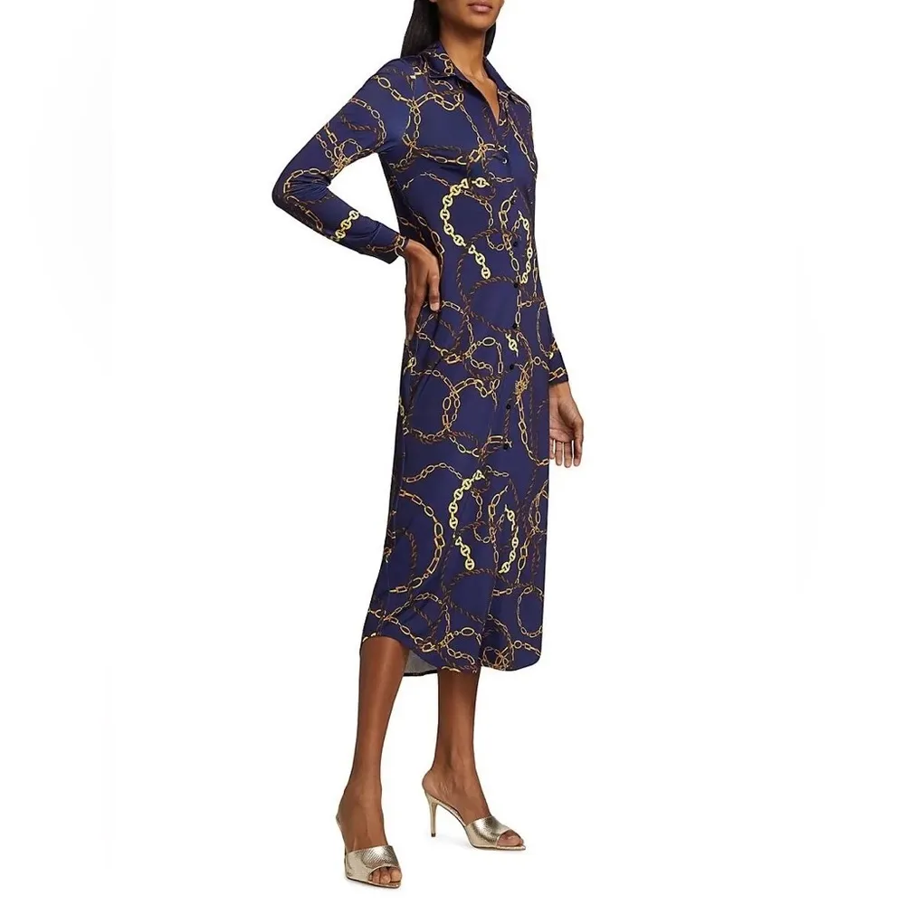 L’Agence Raelynn Shirt Dress in Indigo Gold, NWT, Size XS - Image 6