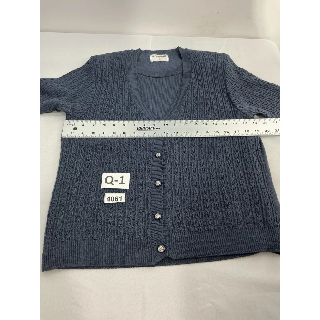 Womans Alfred Dunner Petite 2 In 1 Sweater Medium Blue Short Sleeve Pullover - Image 4