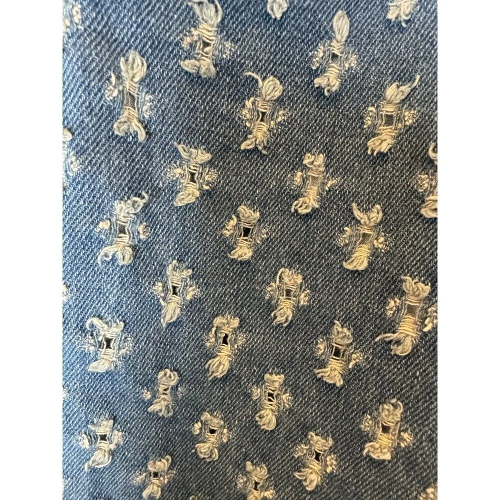 Cider Jeans Women XS Blue Medium Wash Dotted Distressed Pattern Straight Leg - Image 7