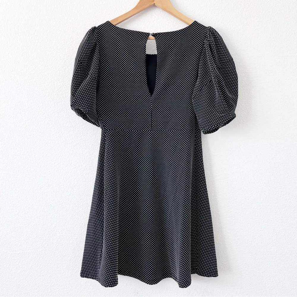 Penelope Black Polka Dot Mini Dress - Image 9