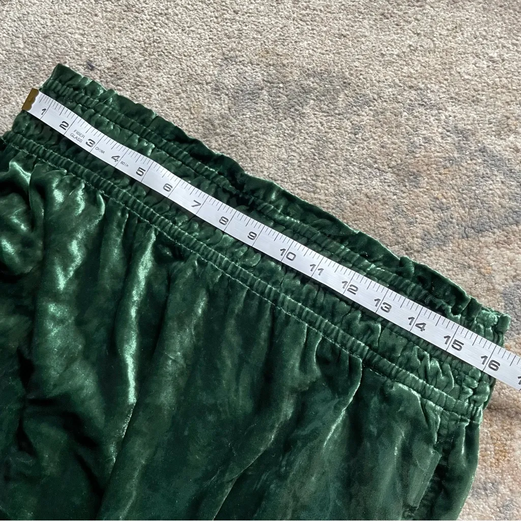 Anthropologie Green Velvet Tiered Maxi Skirt Large - Image 6