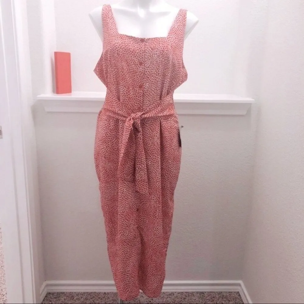 Chelsea28 Red & White Tie Front Midi Dress, Size L NWT $129.00 - Image 3