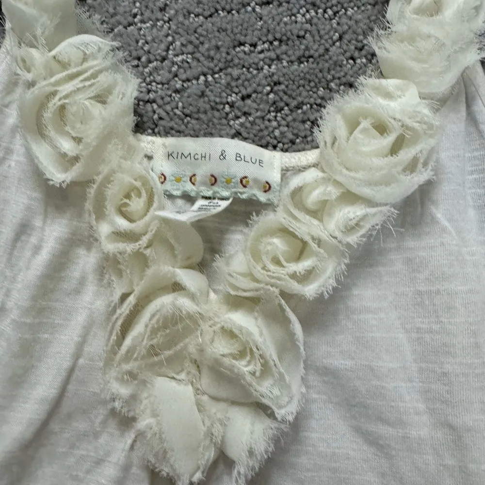 Kimchi Blue Urban Outfitters Cream Bubble Top with Rosette Detail - Image 4