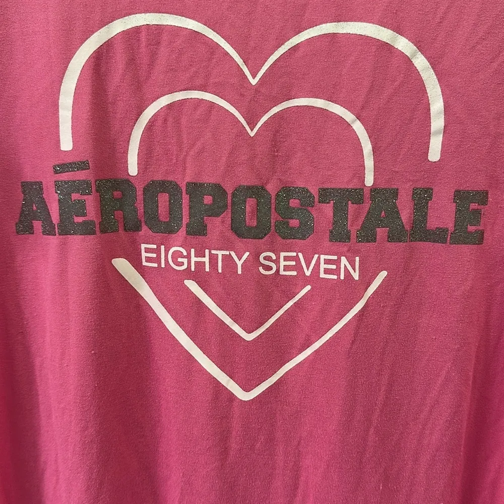 Aeropostale Eighty Seven Pink Heart Short Sleeve Womens Nightgown Sleep Shirt M - Image 3