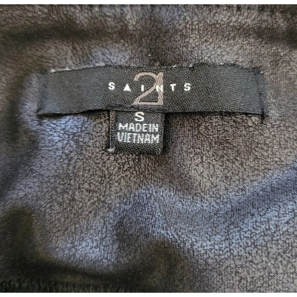 21 Saints Coated Shine Black Leggings Side Pockets Stretch Gym Athleisure Small - Image 7