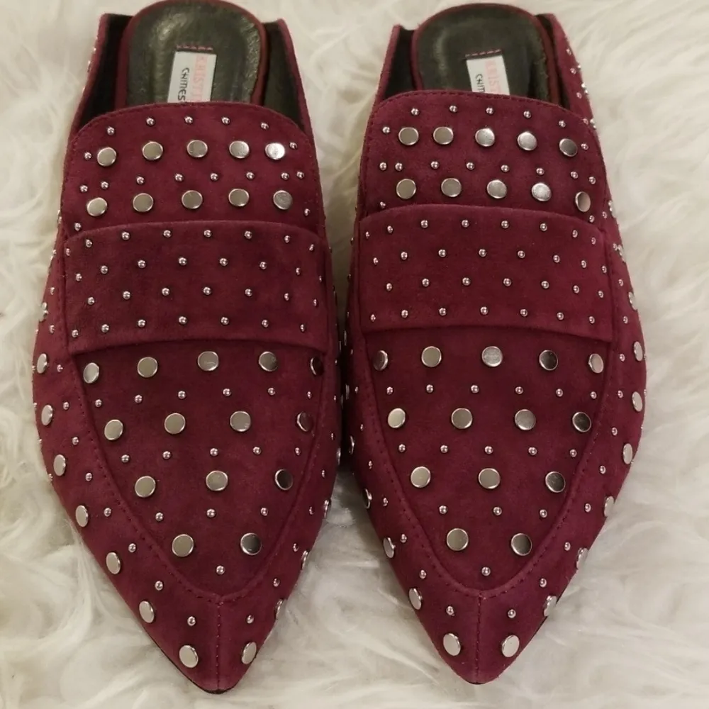 💕KRISTIN CAVALLARI💕 Suede Studded Loafer Mules ~ Amethyst 8.5 New in Box - Image 8