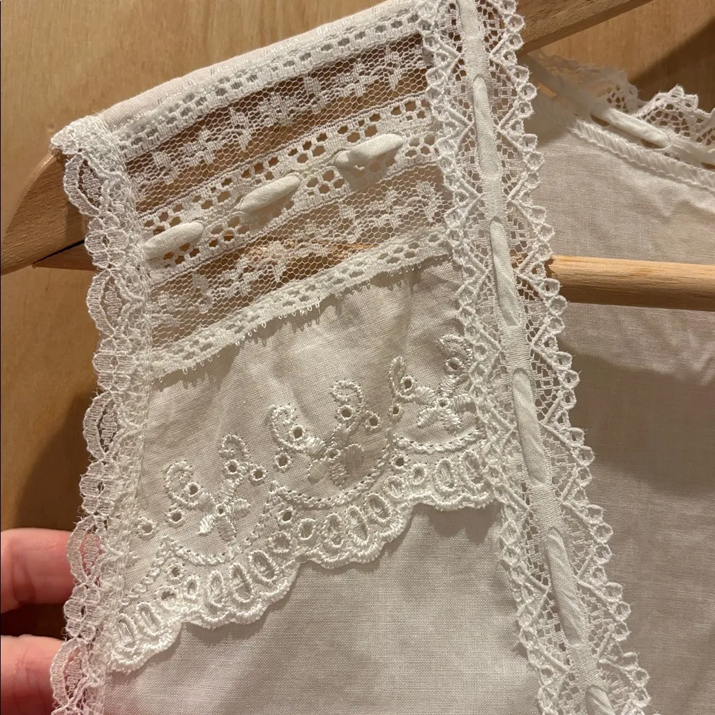 Character Lace Trim Tank Boho Cottagecore NWT Size Large White - Image 2