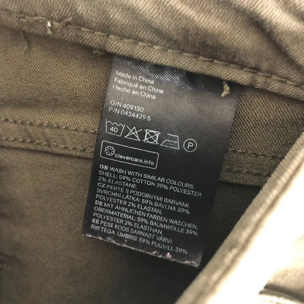 H&M Womens Jeans Mid Rise Skinny Stretch Olive Green Size 10 - Image 4