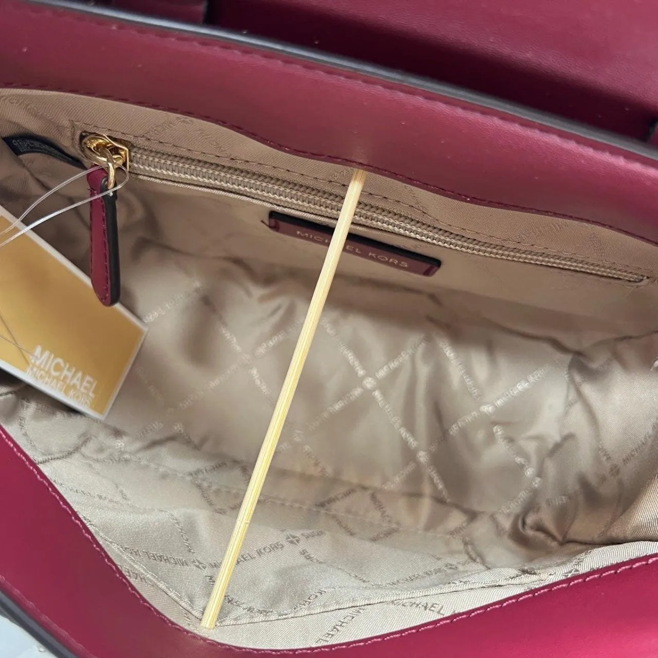 Michael Kors Mulberry Multi Manhattan Satchel Medium Leather MK Signature - Image 6