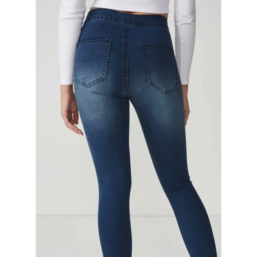The High Rise Jeggings Hi-Waist Waisted Denim Stretchy Skinny Jeans 4 - Image 3