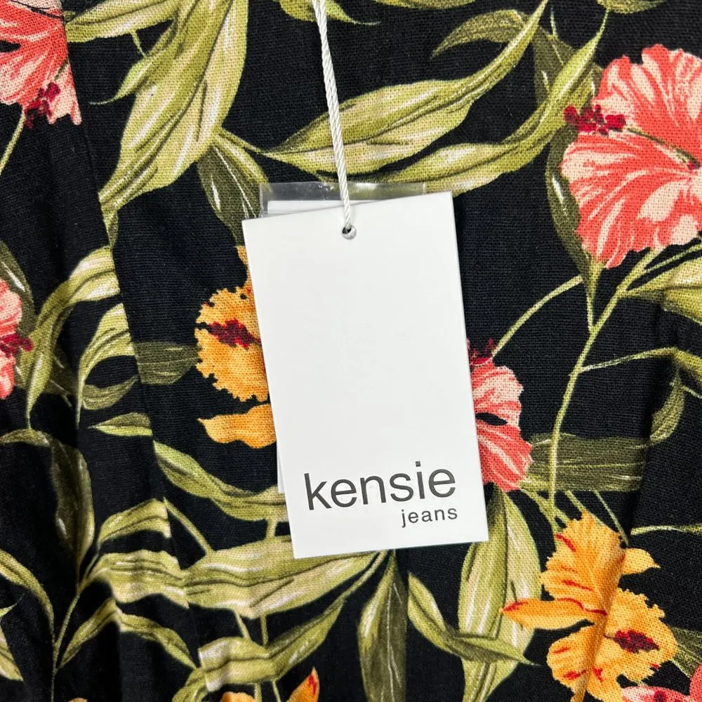 NWT Kensie Linen Blend Floral Print Tie Back V-Neck Crop Jumpsuit Size Medium M - Image 11