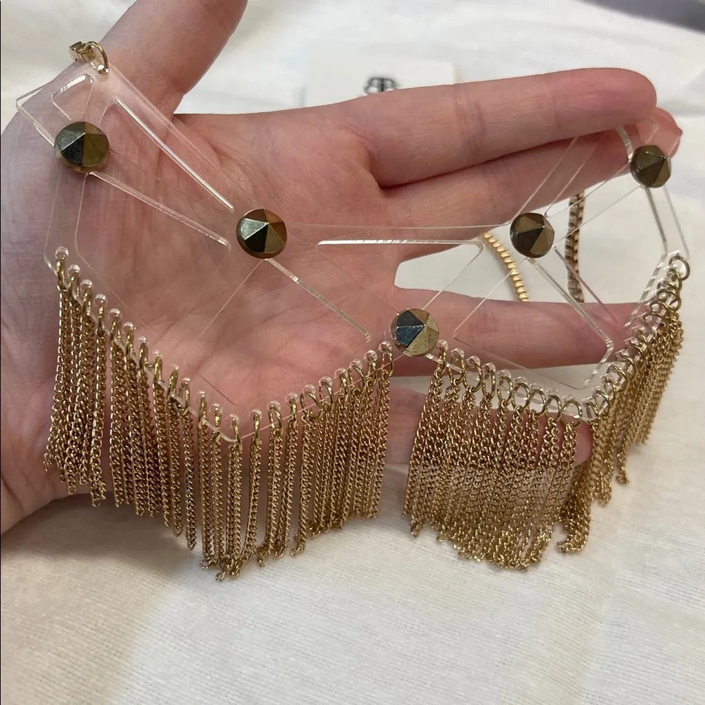 NWT Bansri Necklace Bib Fringe Necklace Gold - Image 3