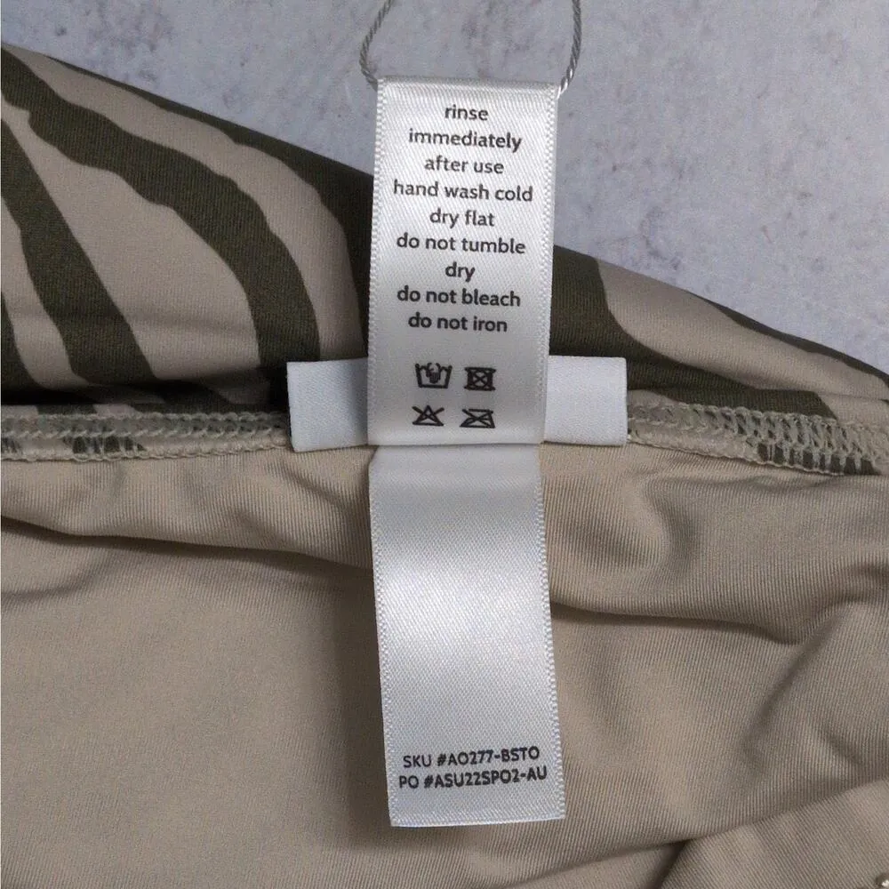 Andie Amalfi One Piece Bias Stripe Olive Scoop Neck Adjustable Straps Size M New - Image 8