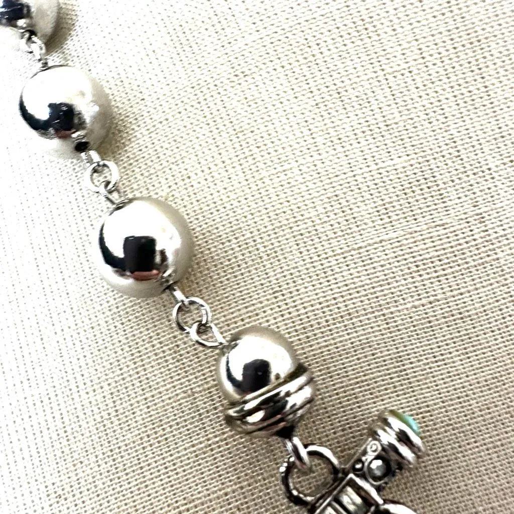 Kirk’s Folly Silver & Turquoise blue beaded Statement Necklace - Image 5