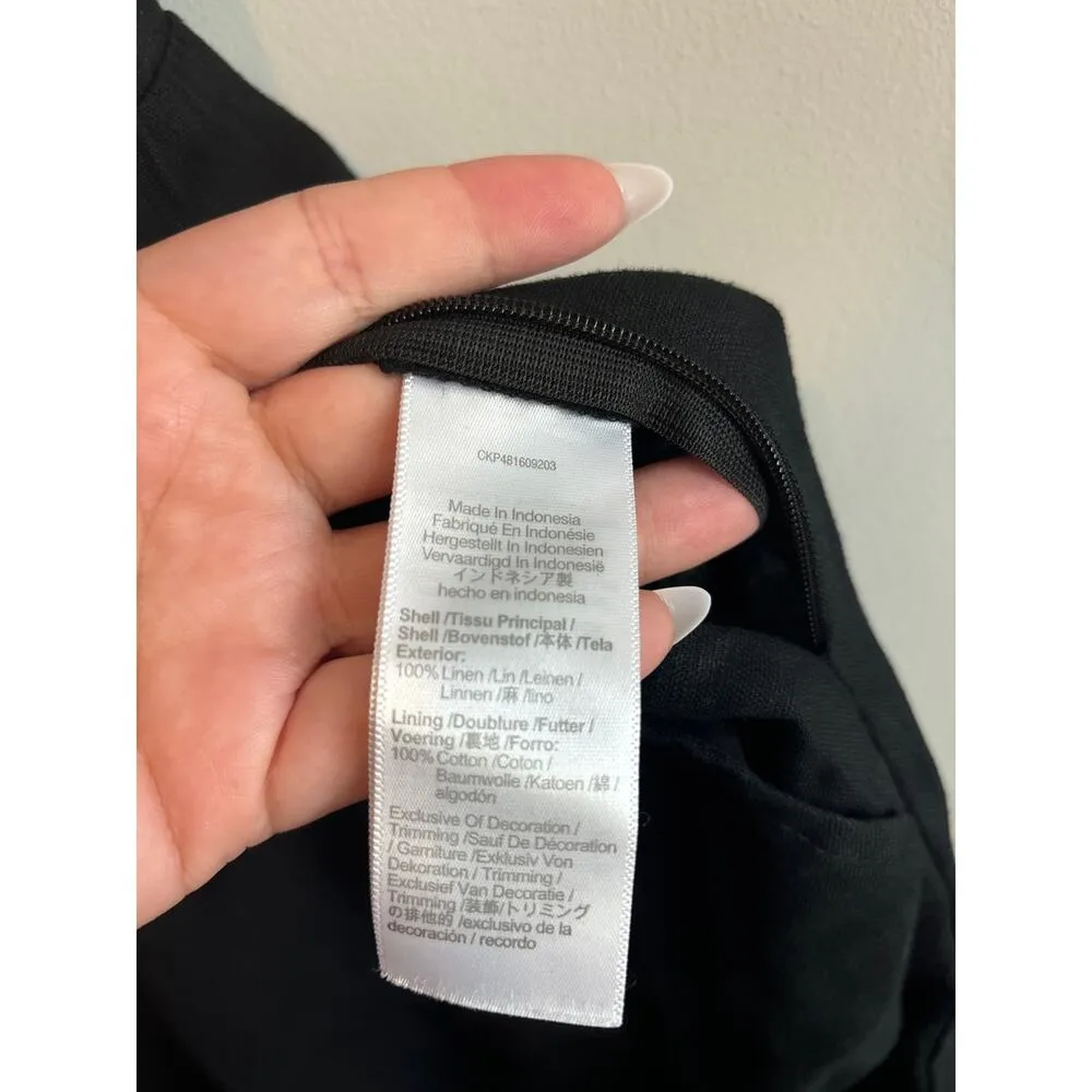 NWT Madewell Sleeveless Wide-Leg Jumpsuit in 100% Linen Black 14 *Broken Zipper* - Image 7