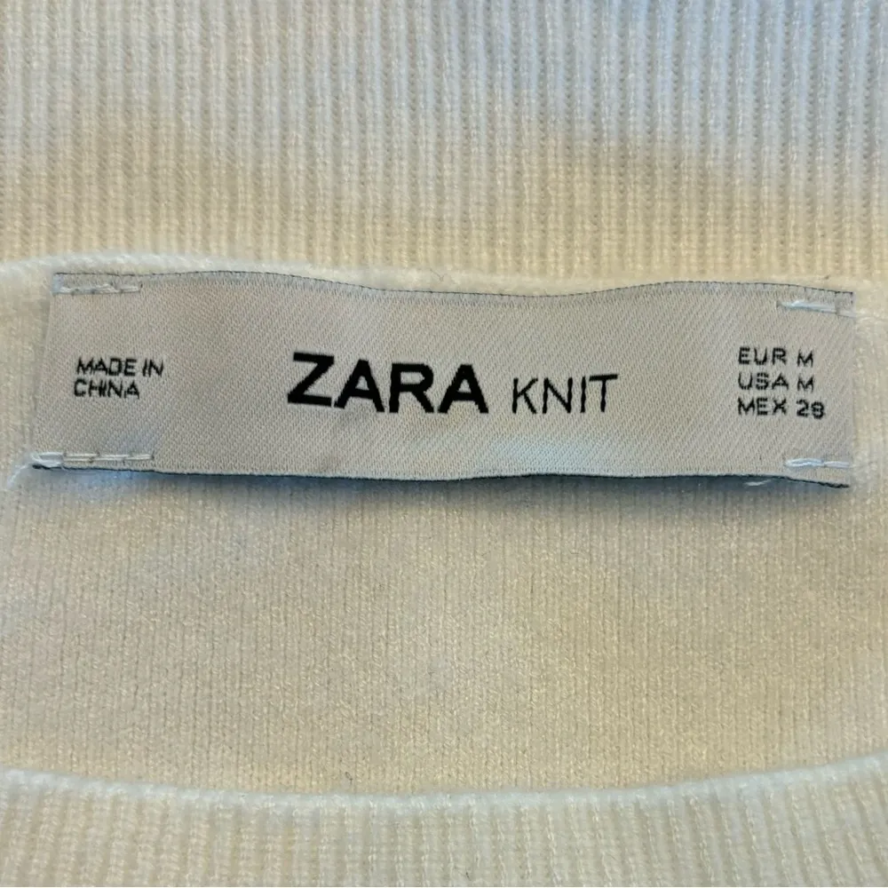 Zara Knit Sweater Women’s Medium Oversized Off-white Cream Cable Knit Sleeve - Image 6