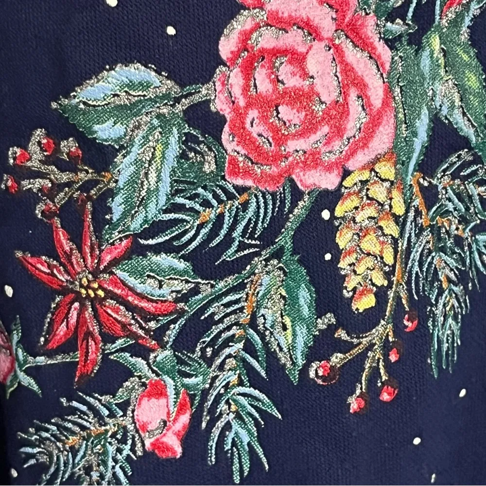 Vintage Nutcracker Brand Christmas Wreath Peace Dove Crewneck Size Medium Blue - Image 11