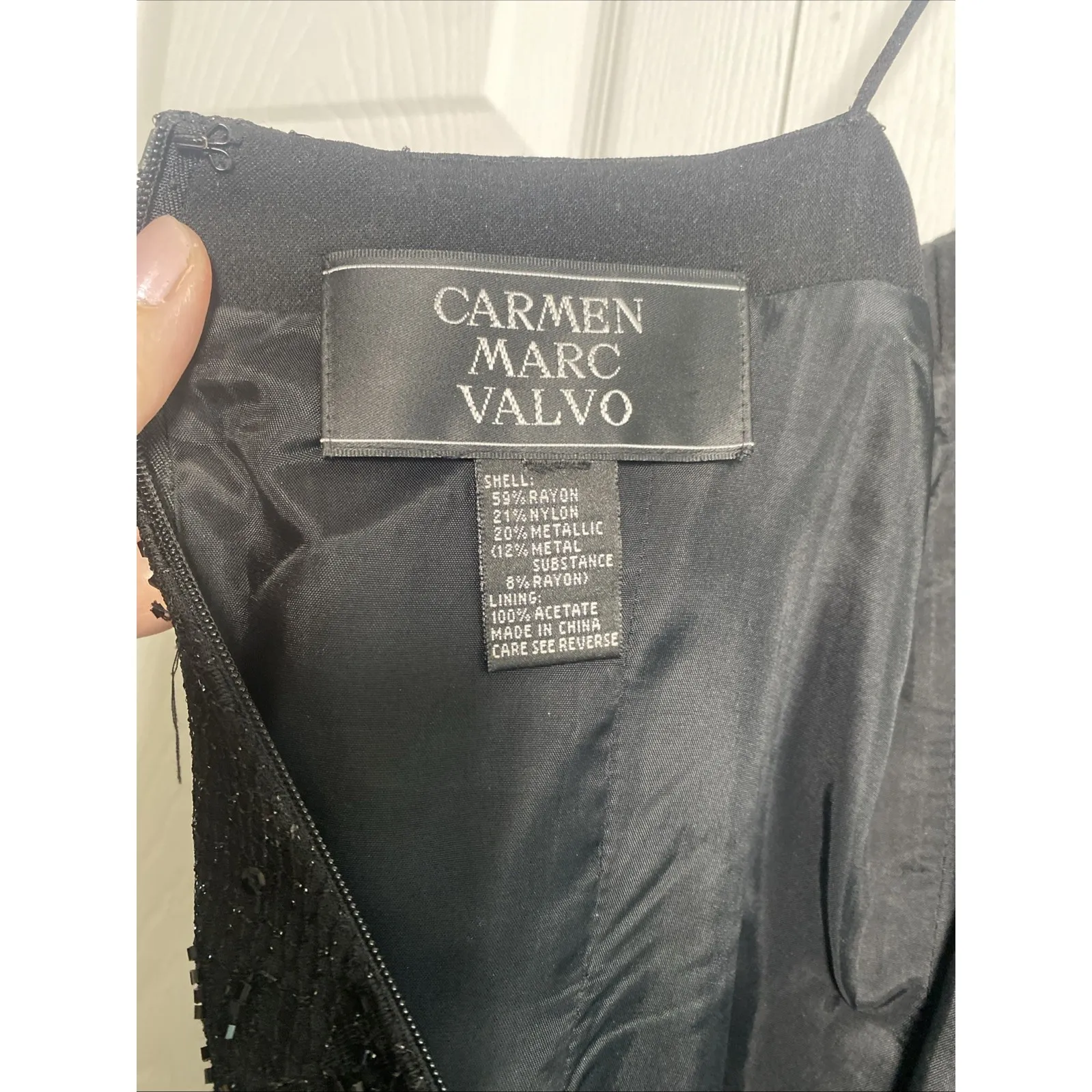 Carmen Marc Valvo Womens 8 Black Beaded Dress Event Gala Hoco - Image 6