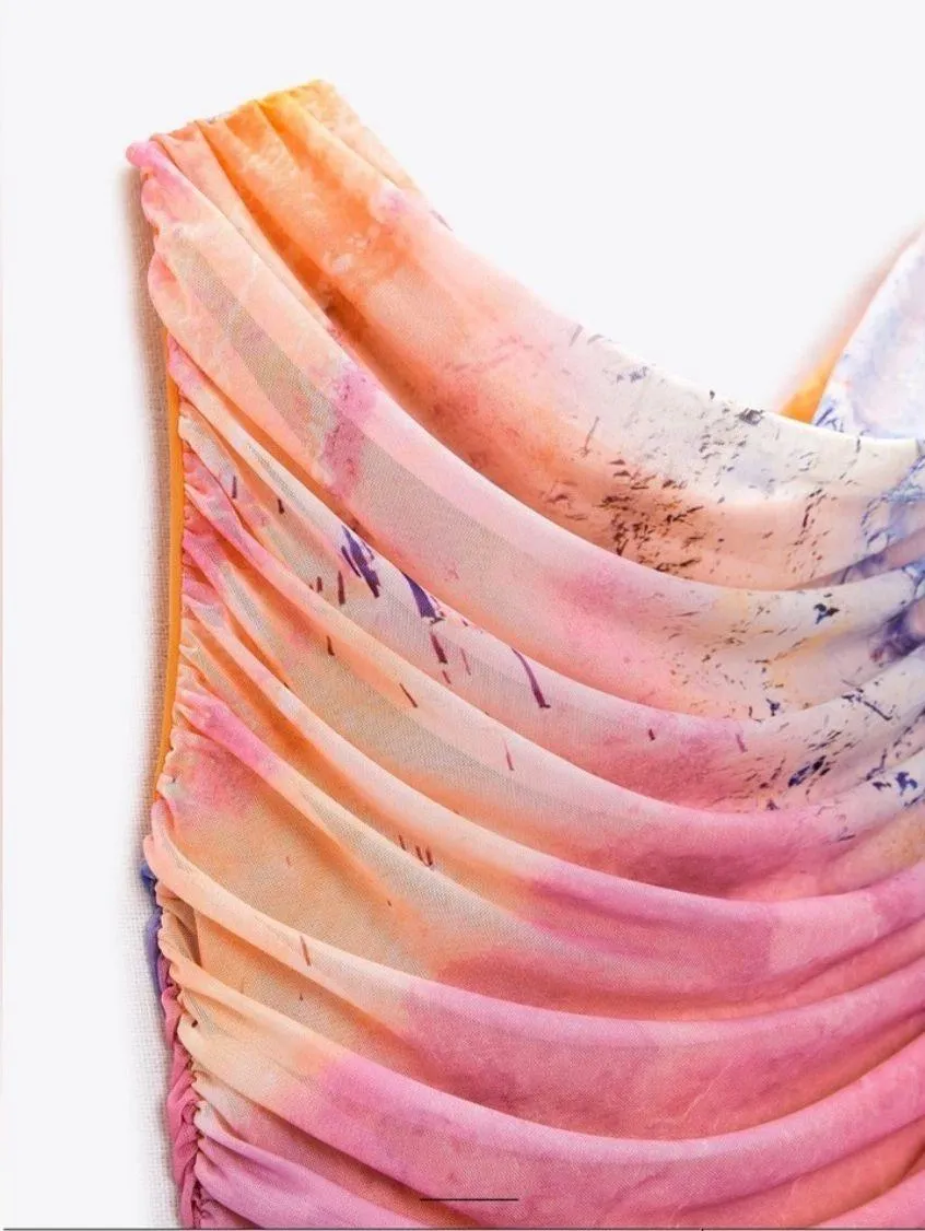 dress mini drapped tulle bleach effect summer party night out - Image 8