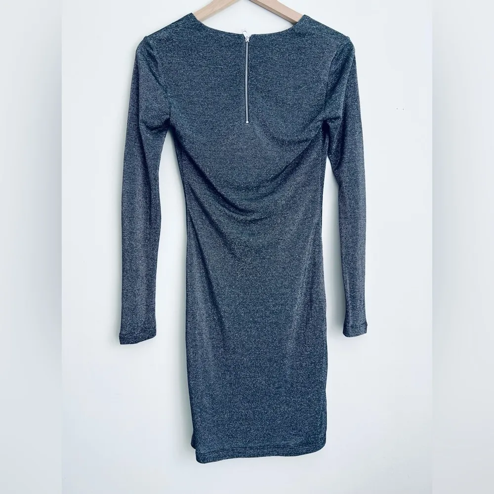 Ted Baker London Women Silver Metallic Twist Front Lizzey Dress Size 1 (US 4) - Image 2