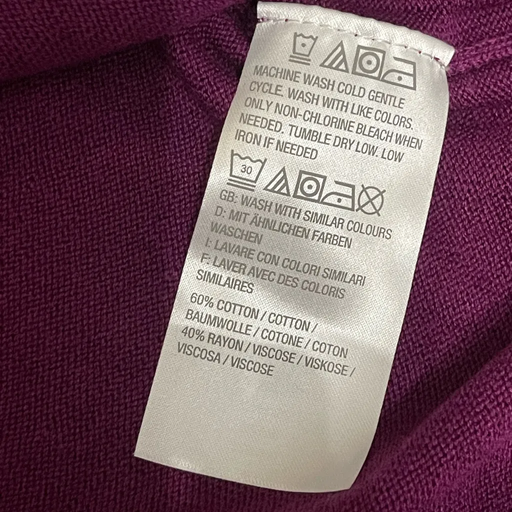 New Issac Mizzrah Purple Button Up V Neck Long Sleeve Cardigan Sweater M - Image 4