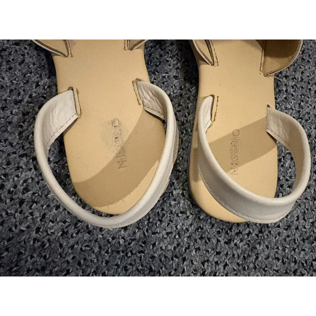 Nisolo All Day Cross Strap Cream Leather Slingback Flat Comfort Sandal 9.5 White - Image 3