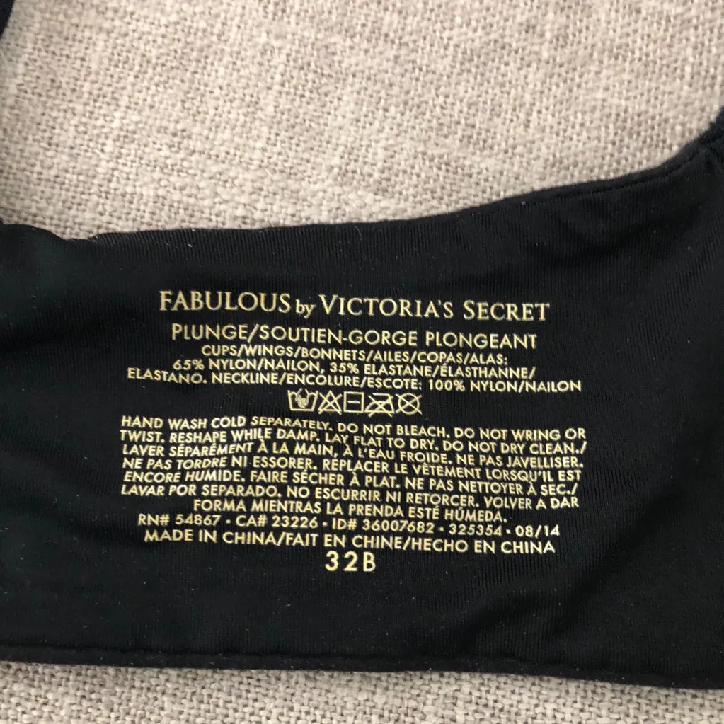 Victoria’s Secret Fabulous Plunge Sexy Mesh Sequin Push-Up Bra 32B Black - Image 5