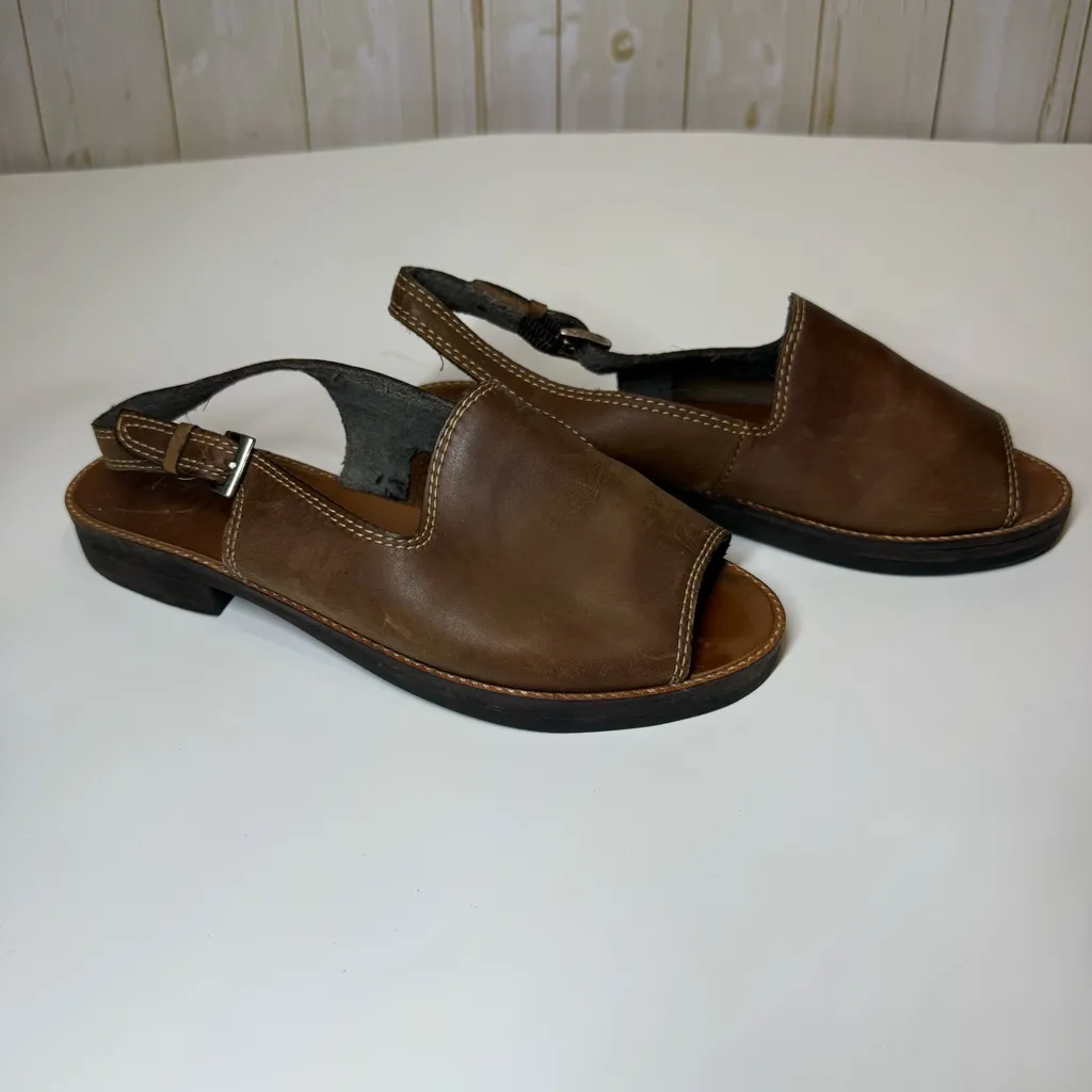 Unisa Brown Leather Open Toe Sandals - Image 2