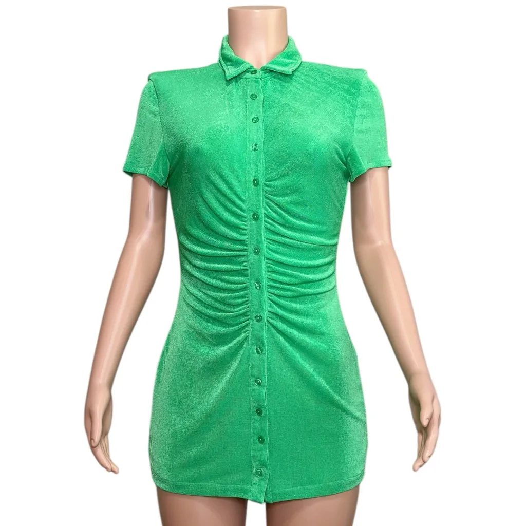 WITH JÉAN Alexa Mini Dress, Juicy Green, Small - Image 7