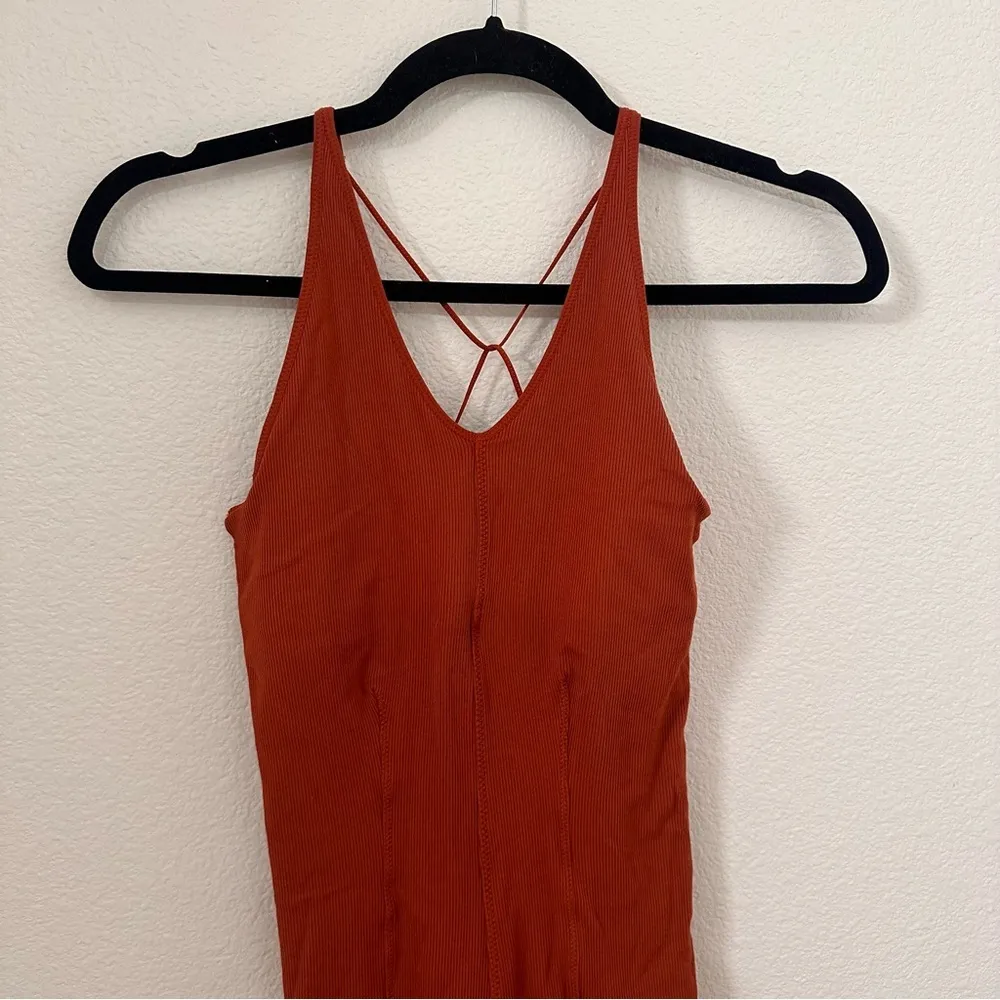 Nike Yoga Lux Jumpsuit Jumper Layered 7/8 Training Size XS rust orange red - Image 7