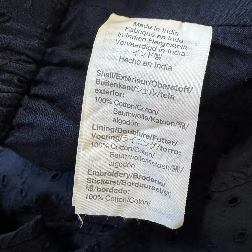 J. Crew Mercantile Eyelet Asymmetrical Ruffle Midi Skirt, navy blue, size small - Image 4