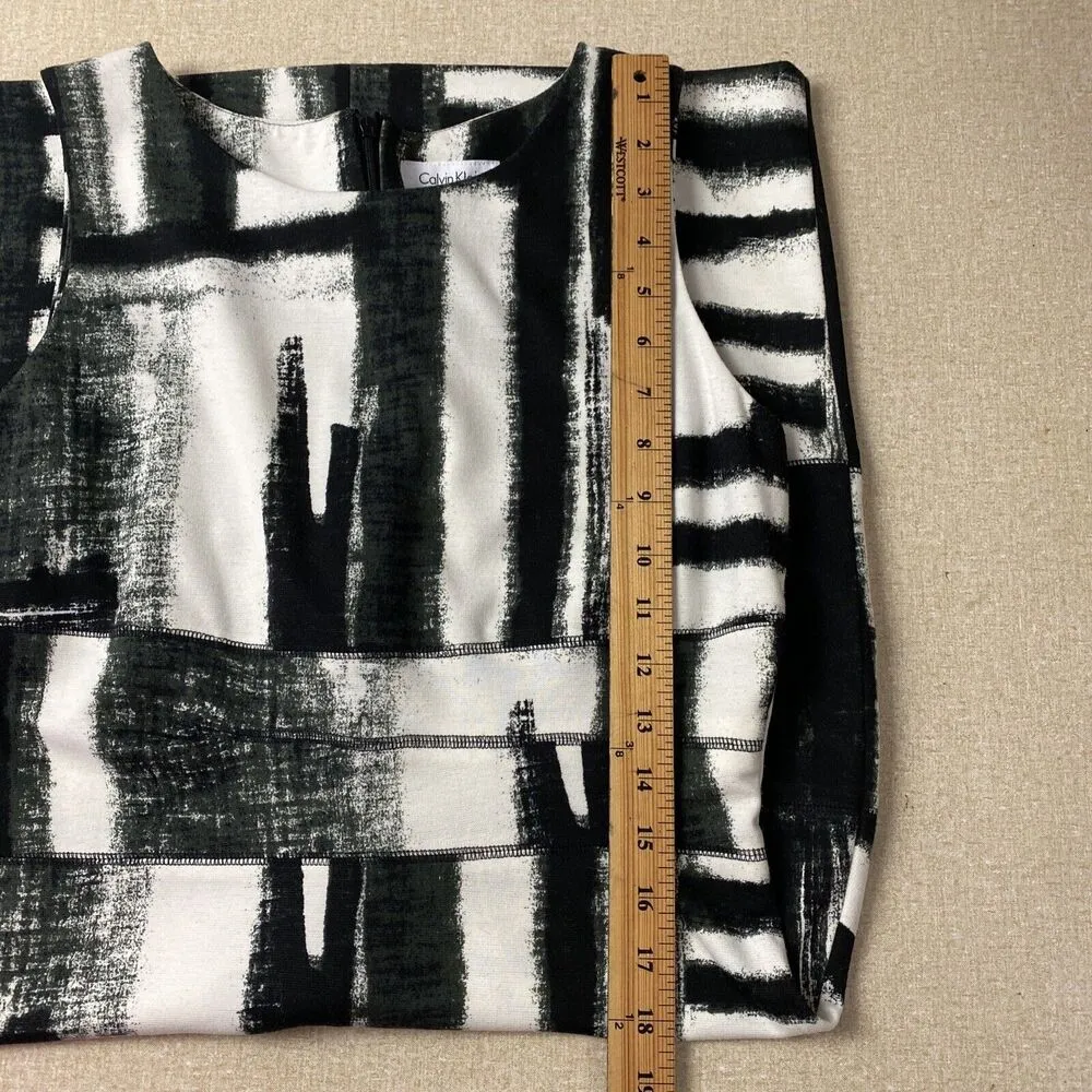 Calvin Klein Women’s 8 Black White Gray Abstract Design Sleeveless Sheath Dress - Image 11