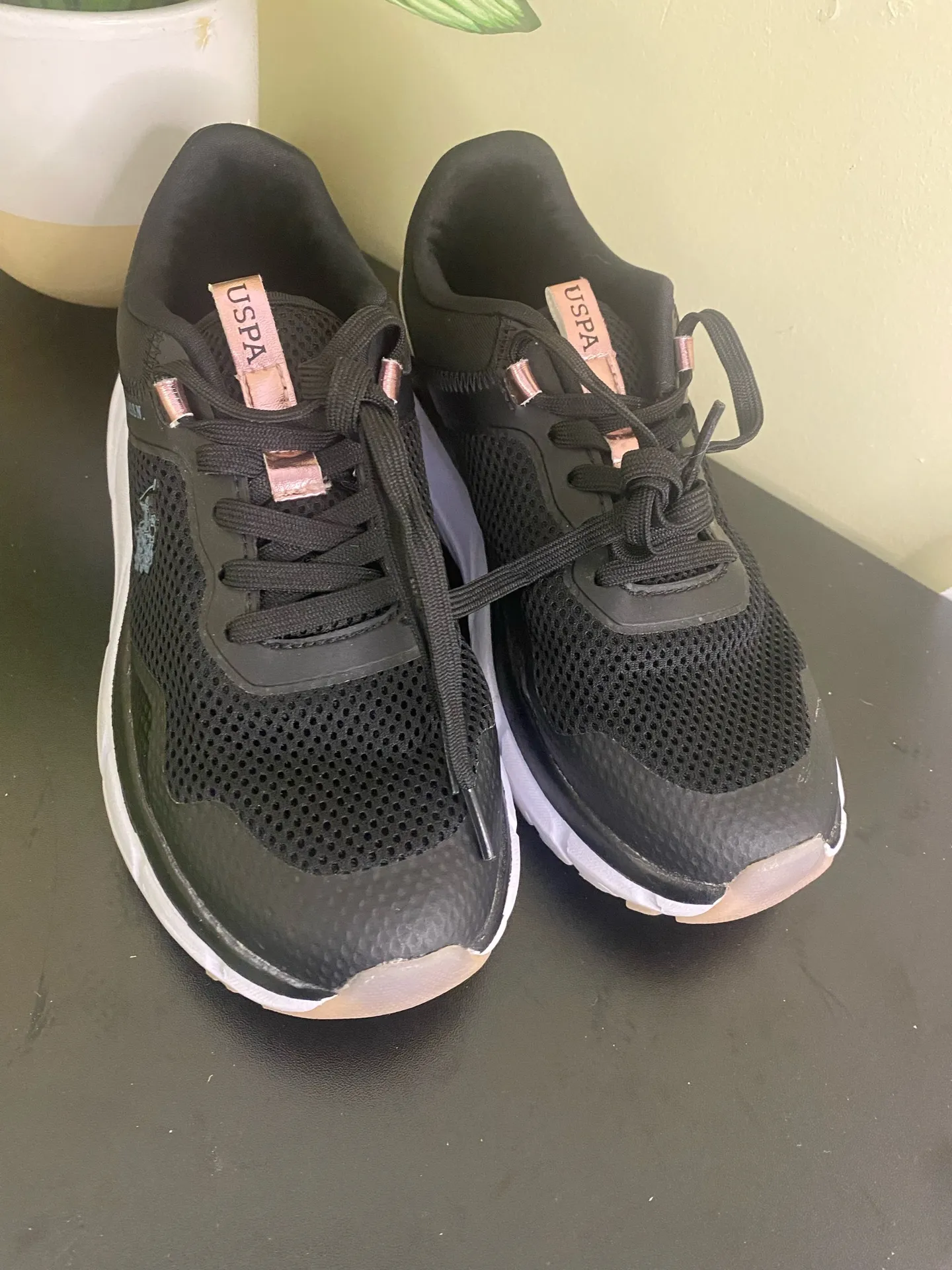 U.S.POLO ASSN. GIRLS BLACK LIGHTWEIGHT SNEAKERS SHOES SLIP-ON Womens Size 7.5 - Image 2