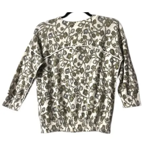 Charlie & Robin Anthropoloie Cardigan M Cream Jewel &‎ Key Soft Neutral Preppy Green Size M - Image 3