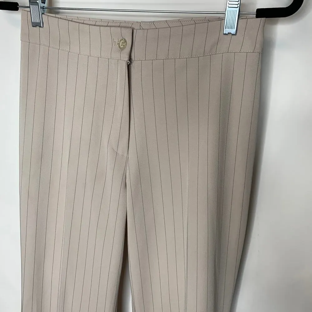 Vintage 90s y2k Pinstripe Tan Taupe Pants Trousers Sz 3/4 28" waist Brown - Image 5