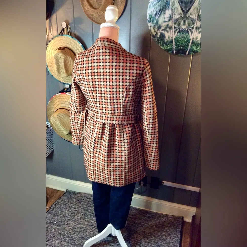 TULLE ANTHROPOLOGIE Orange/Brown Khaki Wool Blend Trench Jacket XS - Image 5