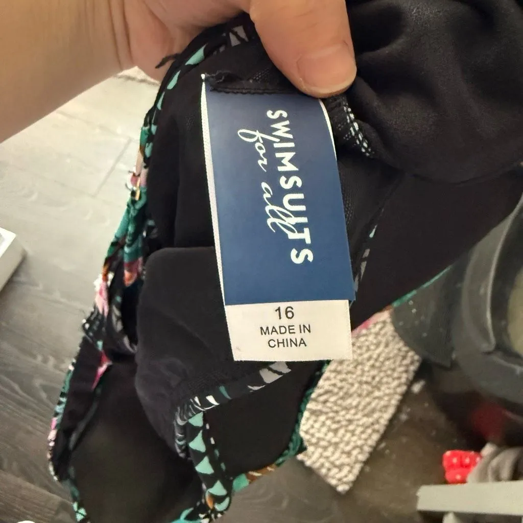 Swimsuits for All Women’s 16 Floral Cutout One Piece Swim New - Image 5