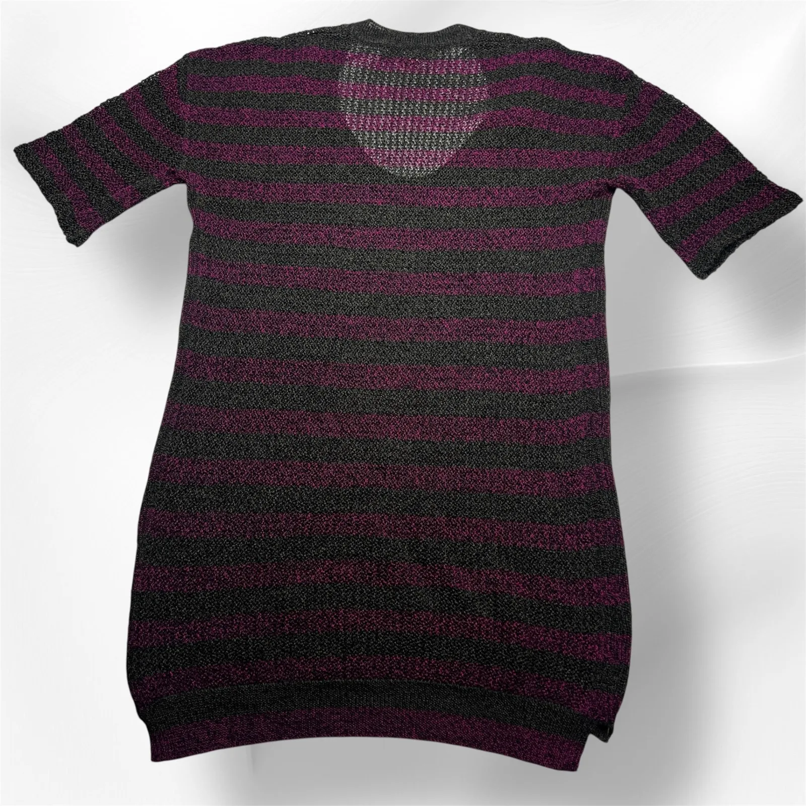 Burberry London Knit Mini Dress Striped Purple Black Short Sleeve S - Image 4