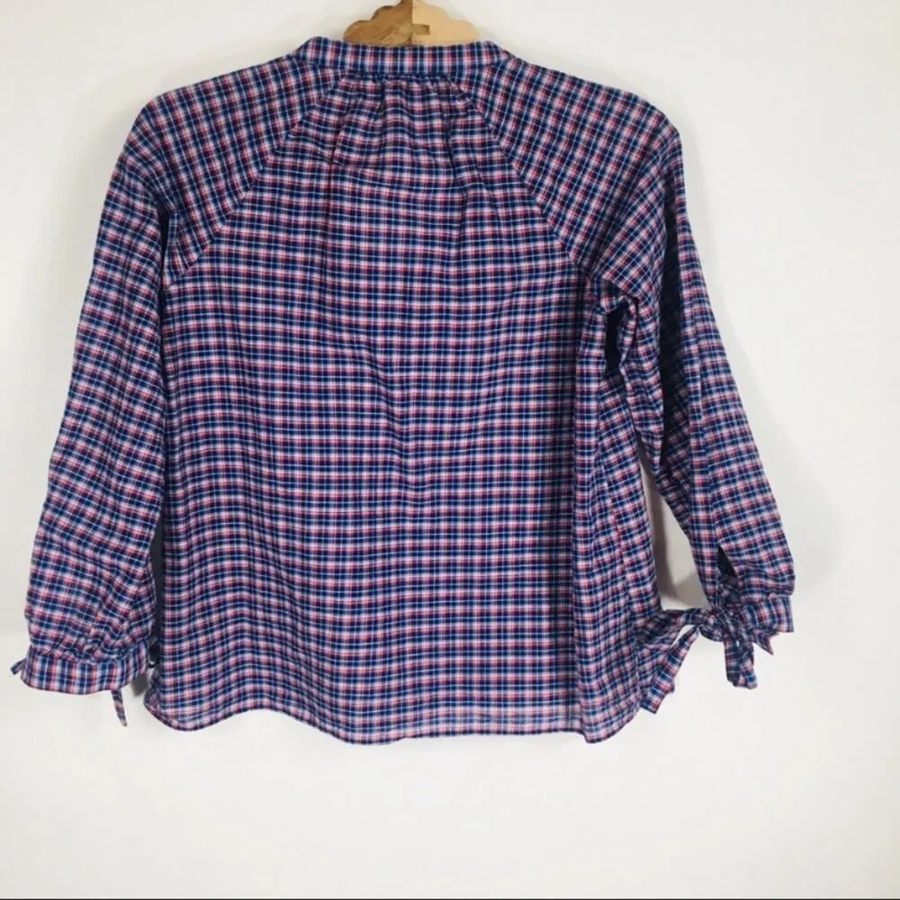 Madewell Red Blue Plaid Blouse XS - Image 2
