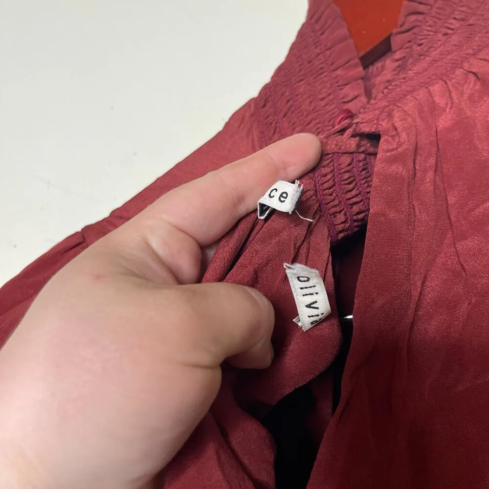 Alice and Olivia burnt orange 100% silk mini dress long sleeves sz S - Image 5