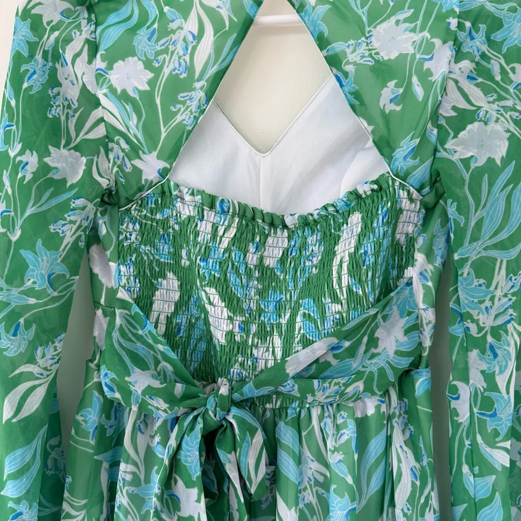 Jessica Simpson Vibrant Green Floral Mini Dress Size XS - Image 8